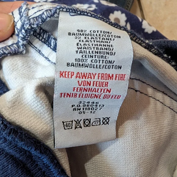 Mini Boden Girls Blue Corduroy Pants with Daisy Pattern Red Details Size 14Y - Picture 7 of 8